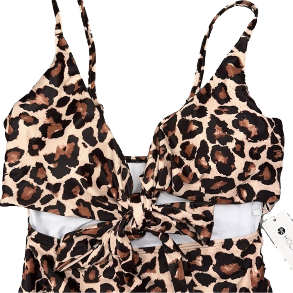 HOLIPICK Women's Cheetah print size medium swimsuit Unikini one piece bikini NWT - Picture 8 of 9